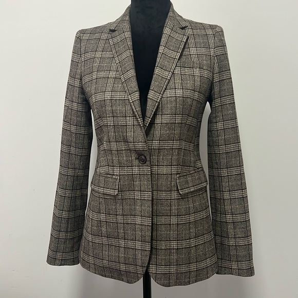 Banana Republic Women’s Brown Lightweight Wool Flannel One-Button Blazer size 2 - Picture 1 of 7